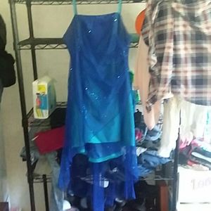 Blue and teal sparkely prom dress